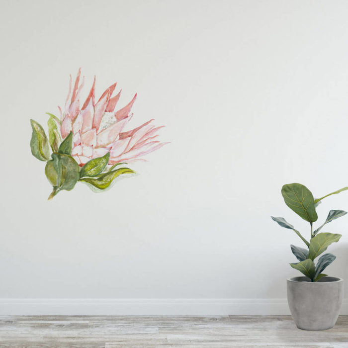 Protea flower wall decal as floral wall art.