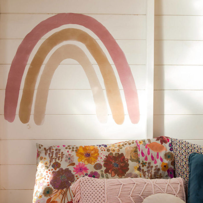 Large dusty rainbow wall decal styled by Team Tonkin.