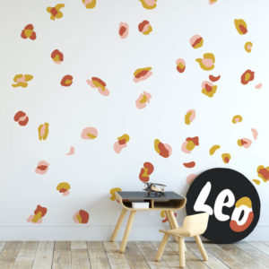Leopard Print wall decals in mustard, blush and rust.