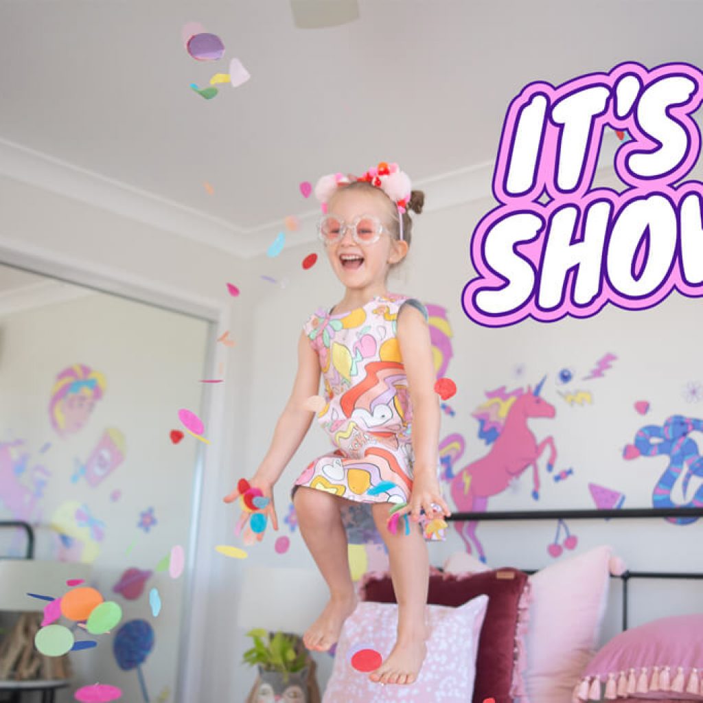 It's Showtime wall decals by Kenzie Collective and Ellie Whittaker.